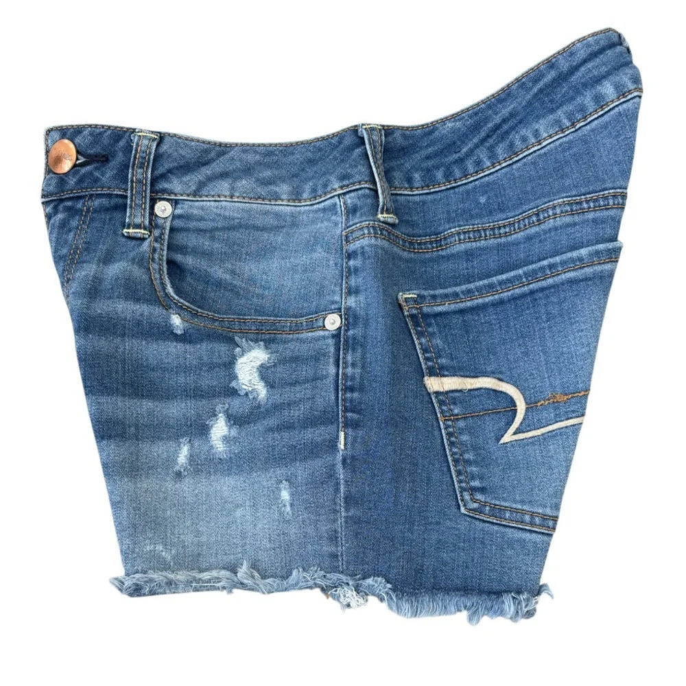 Vintage Y2K Shorts American Eagle Cut Off Jeans Midi Distressed Ripped Size 6